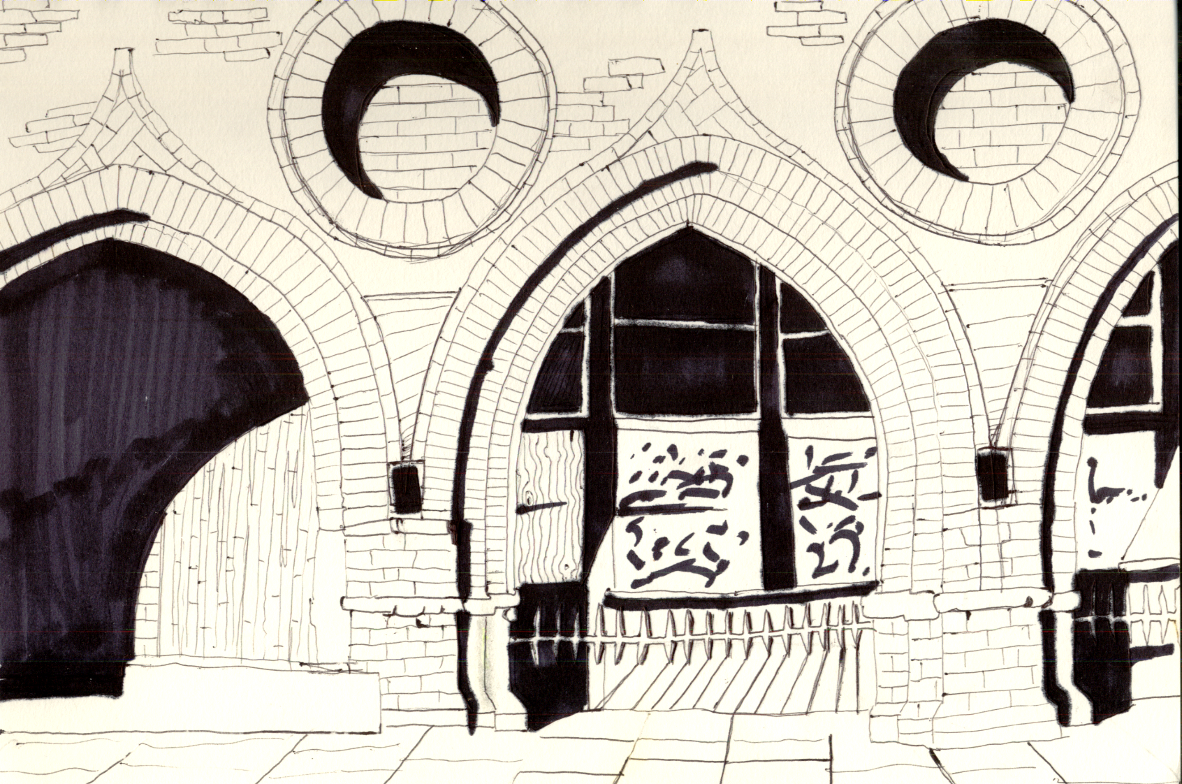 A drawing of some brickwork, Bristol